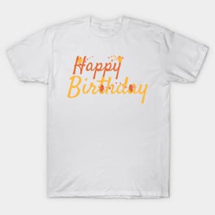 Happy Birthday Greeting With Cute Birds and Flowers T-Shirt